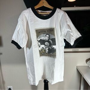 Willie O' Ree NHL Shirt White w/black trim youth size large Vintage